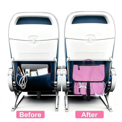 Airplane Seat Storage Pocket, International Travel Essentials,Airplane Pocket Organizer, Airplane Travel Accessories,Removable Toiletry Bag Designed (pink) - color: pink