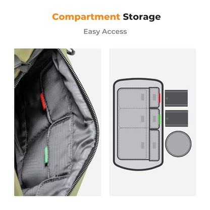 K&F CONCEPT Camera Sling Bag Crossbody Bag Waterproof Camera Shoulder Backpack DSLR/SLR/Mirrorless Camera Case - color: 03 Green Medium