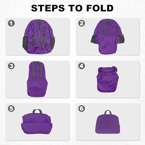 HOLYLUCK 20L Lightweight Packable Hiking Daypack Foldable Backpack for Men Women Small Travel Outdoor Foldable Shoulder Bag-purple - color: Purple