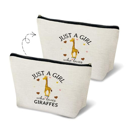 Giraffe Gifts for Women, Just A Girl Who Loves Giraffes Makeup Bag, Cute Cosmetic Bag Travel Toiletry Bag for Women, Beach Lover Gifts, Nautical Ocean Sea Animal Zipper Makeup Pouch - color: Giraffe