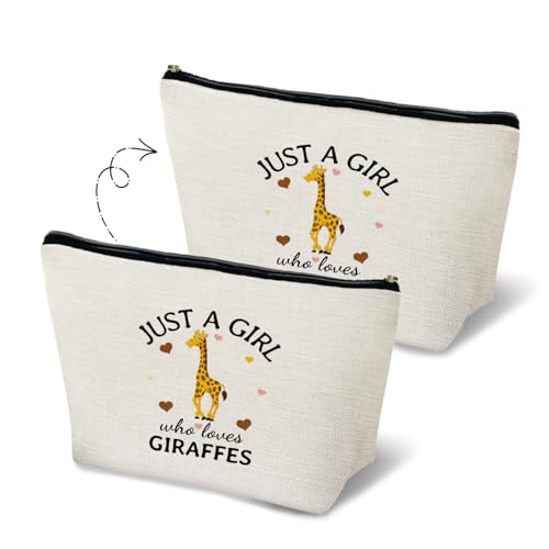 Giraffe Gifts for Women, Just A Girl Who Loves Giraffes Makeup Bag, Cute Cosmetic Bag Travel Toiletry Bag for Women, Beach Lover Gifts, Nautical Ocean Sea Animal Zipper Makeup Pouch - color: Giraffe