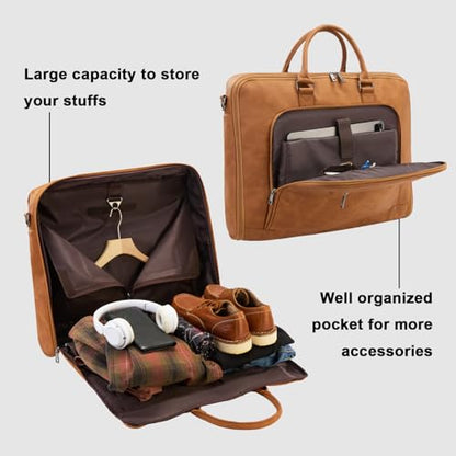 Garment Bag for Travel Large Carry on Garment Bags Men Women | Garment Suitcase Bags - color: Brown