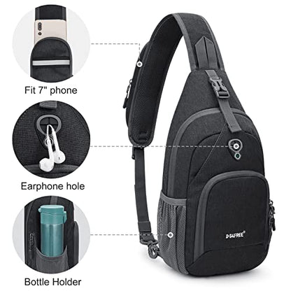 G4Free RFID Sling Bag Crossbody Backpack Small Chest Shoulder Bag Hiking Outdoor - color: Dark Grey