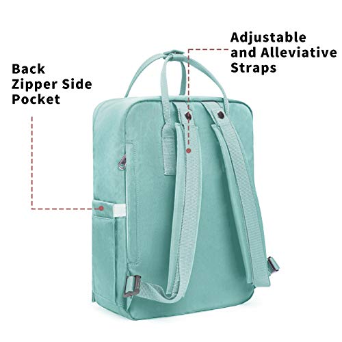 KALIDI Casual Laptop Backpack 15 Inches Classic Camping Rucksack Travel Outdoor Square Daypack College Hiking Gym Bag, Mint Green - color: Mint Green