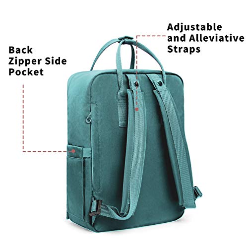 KALIDI Casual Laptop Backpack 15 Inches Classic Camping Rucksack Travel Outdoor Square Daypack College Hiking Gym Bag, Frost Green - color: Frost Green