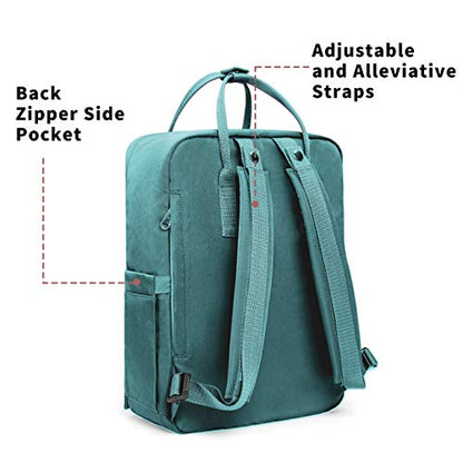 KALIDI Casual Laptop Backpack 15 Inches Classic Camping Rucksack Travel Outdoor Square Daypack College Hiking Gym Bag, Frost Green - color: Frost Green