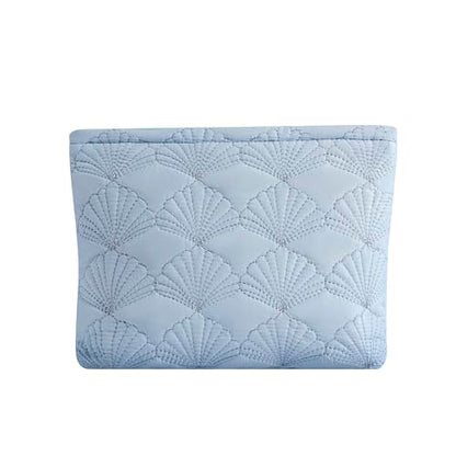 uekeboag White Quilted Cotton Makeup Pouch,Coquette Quilted Toiletry Bag for Women and Girls, Floral Coquette Organizer Bag, Aesthetic Travel Cosmetic Bags(LightBlue Shell) - color: LightBlue Shell