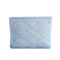 uekeboag White Quilted Cotton Makeup Pouch,Coquette Quilted Toiletry Bag for Women and Girls, Floral Coquette Organizer Bag, Aesthetic Travel Cosmetic Bags(LightBlue Shell) - color: LightBlue Shell