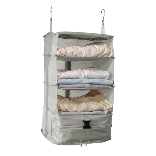 TABITORA Portable Hanging Travel Shelves Bag Packing Cube Organizer Suitcase Storage Large Capacity - color: Lightgrey, size: X-Large