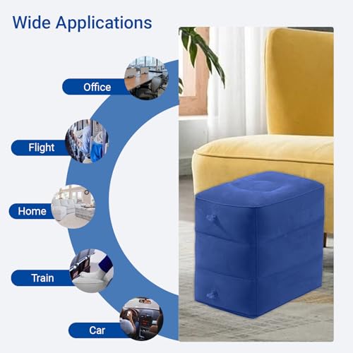 Inflatable Foot Rest Pillow, Height Adjustable Leg Elevation Cushion for Airplane Travel, Car, Office, and Home Use – Foot Stool for Elderly, Bedridden, and Long Flight Comfort, 1 Pcs