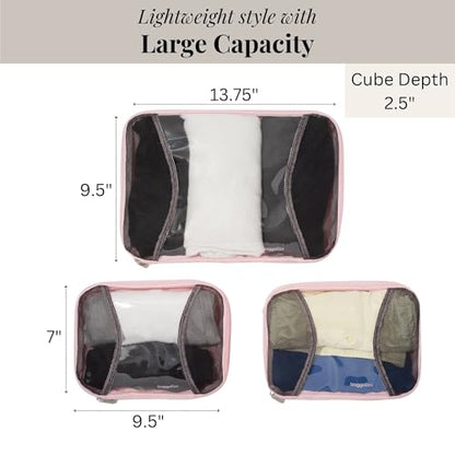 Baggallini Compression Cube 3-piece set - Lightweight Compression Packing Cubes for Travel - color: BAGG PINK