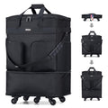 Hanke Expandable Collapsible Luggage with Wheels, Black Upgrade Version 2, 98L, Water-Resistant, 5 Spinner Wheels, 3 Pockets, Polyester, 19x13x27.2 inches, 6.1lb, Carry-On Luggage, Travel, Vacation - color: Black Upgrade Version 2