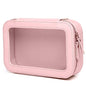 Clear and Waterproof Makeup Bag Portable Travel Cosmetic Case Organizer for Women Toiletry Pouch with Transparent Vinyl Windows & Zippers (Pink) - color: Pink