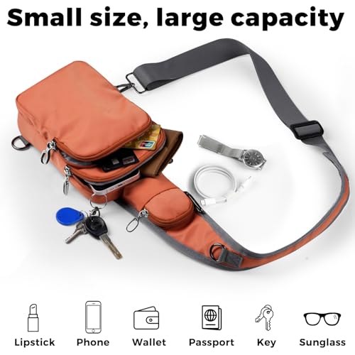 VADOO Sling Bag, Crossbody Bag with Zipper Lock, RFID Blocking & Water Resistant for Men and Women - color: Orange
