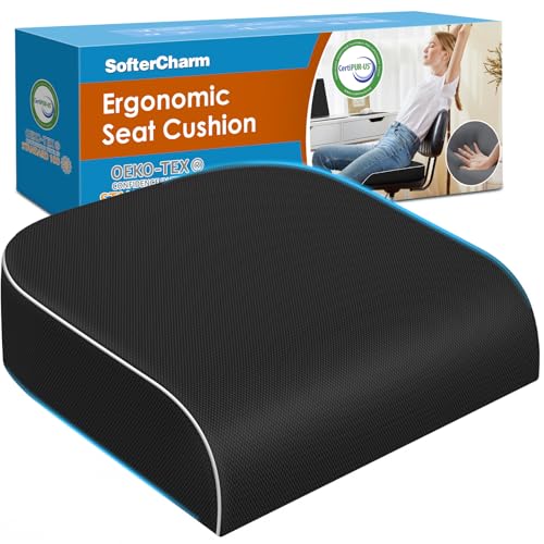 Seat Cushion, Memory Foam Office Chair Cushions for Long Sitting Hours, Chair Pad for Sciatica, Coccyx, Tailbone, Hip Pain & Pressure Relief, Office, Home,Car Seats,Airplane, Black/X-Large - color: Black, size: X-Large