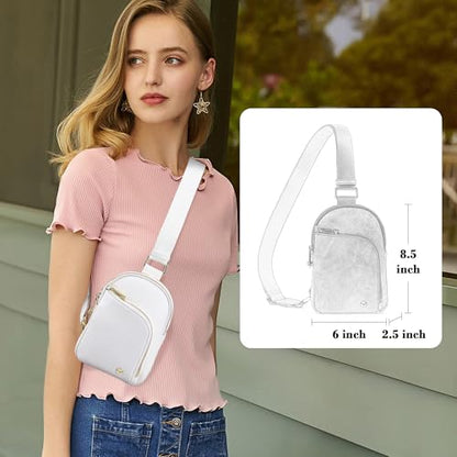 INICAT RFID Blocking Sling Bag, Anti Theft Crossbody Bag for Women Compact Travel Purses Leather - color: White Anti Theft
