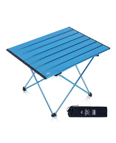 iClimb Ultralight Compact Camping Folding Table with Carry Bag (Blue - L) - color: Blue, size: Large