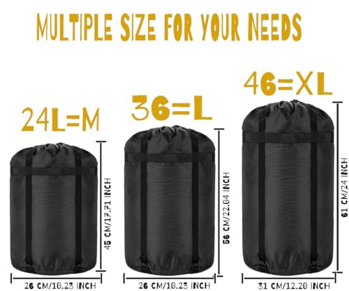 Compression Stuff Sack, 24L/36L/46L Sleeping Bags Storage Stuff Sack Organizer Waterproof Camping Hiking Backpacking Bag for Travel - Great Sleeping Bags Clothes Camping - color: 36L 2-PACK