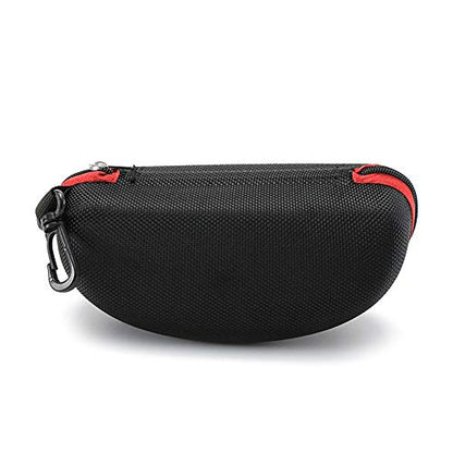3 Pack Zipper Shell Eyeglasses and Sunglasses Case with Plastic Carabiner Hook - color: Red