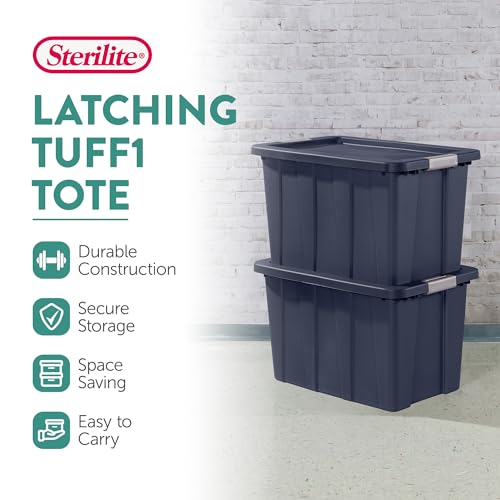 Sterilite 8-Pack Storage Bins with Lids, Heavy Duty Totes, Tuff1, 30 Gallon, Dark Indigo - color: Dark Indigo, size: 30 Gallon (8 Pack)