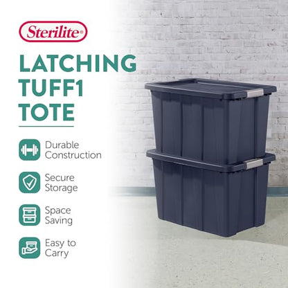 Sterilite 8-Pack Storage Bins with Lids, Heavy Duty Totes, Tuff1, 30 Gallon, Dark Indigo - color: Dark Indigo, size: 30 Gallon (8 Pack)