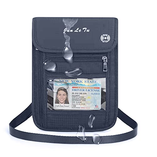 Passport Holder for Travel, RFID Passport Wallet with Visual Window Design, Multifunctional Document Organizer, Waterproof Travel Pouch Neck Wallet for Men and Women, Navy Blue - color: Navy Blue