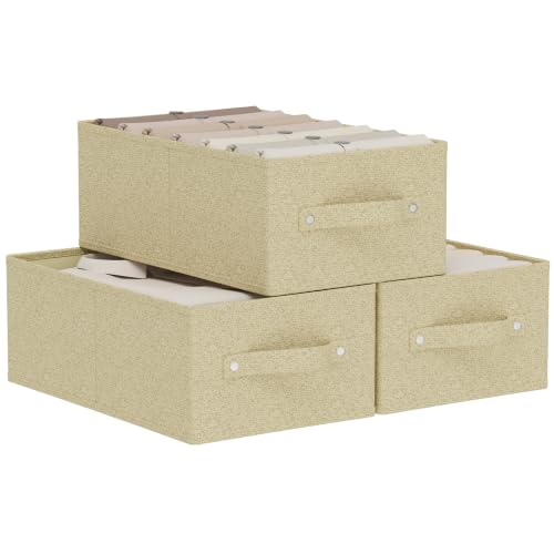 Collapsible Fabric Organizer Bins, Storage Boxes, Cloth Cube Baskets for Organizing Home, Office and Closet, Yellow, 3 Pack, 16.1x9.8x6.4in - color: Yellow, size: 16.1x9.8x6.4 in(3 Pack)