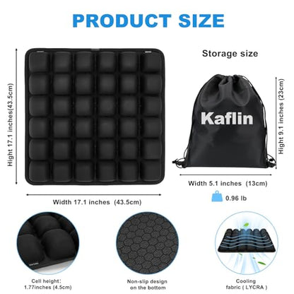 Inflatable Seat Cushion with Built-in Pump - Airplane Seat Cushion for Long Flights, 17" x 17" Inflated Size for Pressure Relief, Fits Stadium Bleachers, Hard Wooden & Folding Chairs