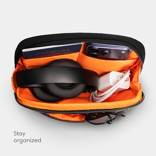 Sharper Image Crossbody Sling Bag for Men or Women Water Resistant Small Cross Body Fanny Pack Chest/Belt Bag with Adjustable Shoulder Strap for Outdoor Travel Hiking,Black (Metro Collection)