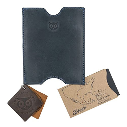 Hide & Drink, Travel Passport Pocket Sleeve Handmade from Full Grain Leather - Slate Blue - color: Slate Blue