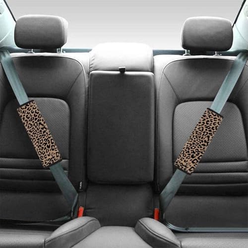 Brown Leopard Print Car Seat Belt Cover Easy to Install 2 Pack Safety Belt Cover Anti-Slip Shoulder Strap Protects Universal Auto Seat Straps for Vehicle, Truck, SUV - color: Brown Leopard Print
