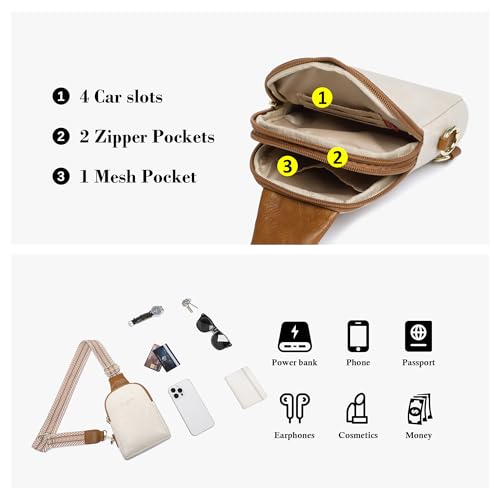 Haytijoe Small Anti Theft Crossbody Bag for Women Faux Leather Lightweight Sling Bags RFID Blocking Fanny Pack for Travel - color: Apricot Brown