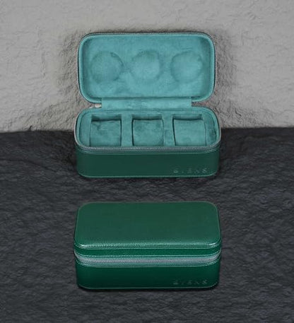 3 Watch Travel box Real Top-grain Leather, Three Watches Storage Organizer Roll Case for Man and Women, Watch Packing Box with Suede to Protection Zipper Fit All Watches Up to 60mm (3W-Z-GR) - color: 3W-Z-GRR