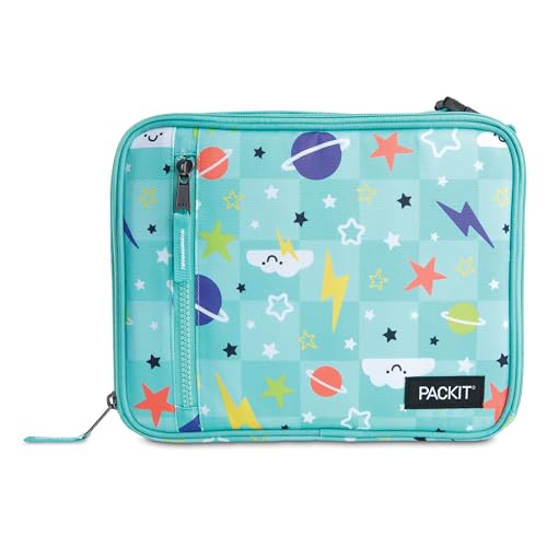 PackIt Freezable Classic Lunch Box, Happy Clouds, Built with EcoFreeze Technology, Collapsible, Reusable, Zip Closure With Zip Front Pocket and Buckle Handle, Designed for Fresh Lunch On the Go - color: Happy Clouds