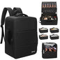 Relavel Makeup Backpack with Makeup Brush Case, Extra Large Travel Train Case Professional Artist Kit Set Bag with 4 Clear Bags, Brush Storage Organizer Box for Cosmetic Hair Tools, Black - color: Black with brush case