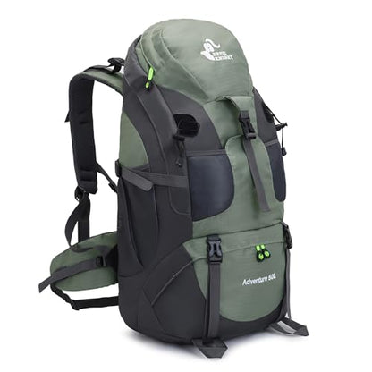 Bseash 50L Hiking Backpack, Water Resistant Lightweight Outdoor Sport Daypack Travel Bag for Camping Climbing Skiing Cycling (Army Green - With Shoe Compartment) - color: Army Green - With Shoe Compartment