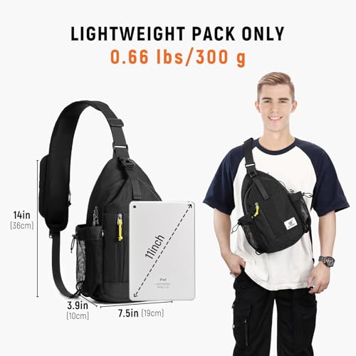 SKYSPER Sling Bag Anti-Theft Crossbody Bag RFID Travel Cross Body Shoulder Sling Backpack - color: Black