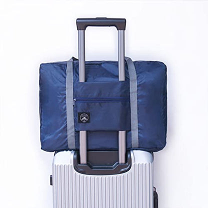 Travel Bag 24 Packes Carry on Luggage Foldable Duffel Bag Sports Gym Bag Weekender Overnight Bag Water Resistant Nylon Travel Duffel for Men Women (Blue 24PCS) - color: Blue 24