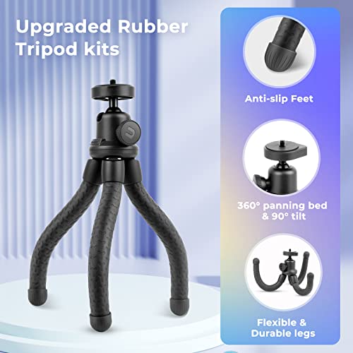 UBeesize Phone Tripod, UBeesize 12 Inch Flexible Cell Phone Tripod Stand Holder with Wireless Remote Shutter & Universal Phone Mount, Compatible with Smartphone/DSLR/GoPro Camera - color: Black, style: Rubber