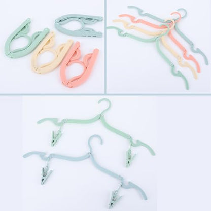 12 Pcs Foldable Travel Hangers with Clips, Plastic Hanger Folding Clothes Hangers Space Saving Clothes Hangers - Coat Hangers for Cruise Business Trip Travel - color: Light Color 12pcs With Clip