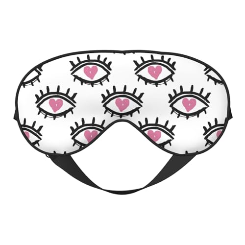 Sleep Eye Mask Cute Pink Loving Eyes Sleep Mask for Women Men Comfortable Eye Mask with Adjustable Strap Soft Eye Cover Blindfold for Travel Yoga Nap Shift Work - color: Cute Pink Loving Eyes