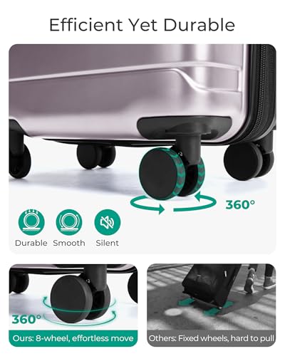 BAGSMART Carry On Luggage 22x14x9 Airline Approved with Spinner Wheels,Lightweight 20 Inch Luggage with TSA Lock,Expandable Hard Shell Carry On Suitcases for Men Women,Rose Purple - color: Rose Purple