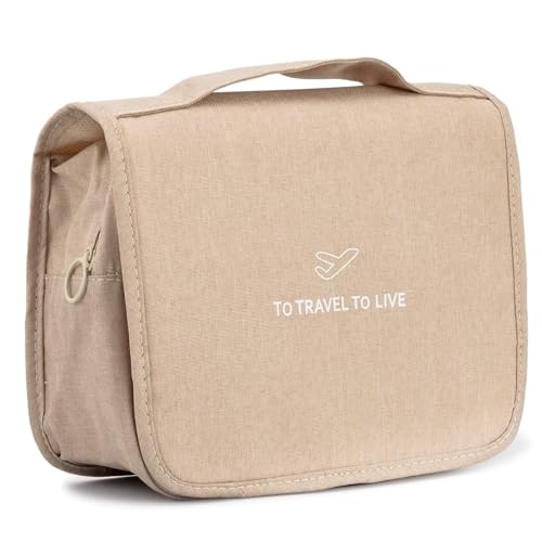L&FY Multifunction Portable Travel Toiletry Bag Cosmetic Makeup Pouch Toiletry Case Wash Organizer (Canvas Beige) - color: Canvas Beige, size: Compact Size