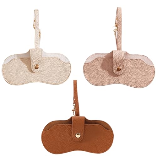 3 Pcs Leather Sunglasses Bag Glasses Storage Case Portable Eyeglass Case for Travel, Fashion Sunglasses Bag for Women Men Office Daily Use