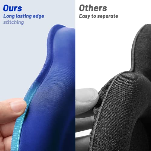 Sleep Eye Mask for Men Women, Sleeping Mask for Side Sleeper, Travel Blackout Night Blindfold Eye Shade Cover with Adjustable Strap (Blue) - color: Blue