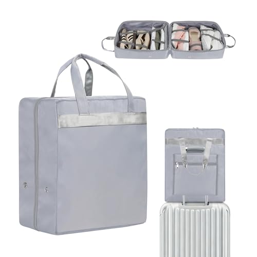 ZHIERNA Shoe Bags for Travel with Handle, Travel Shoe Bags for Packing, Portable Shoes Storage Bag Organizer, Travel Luggage Shoe Bag for Women Men Holds 6 Pair of Shoes (Grey) - color: Grey