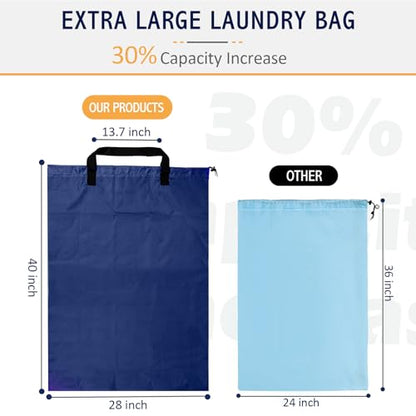 Isink Extra Large Heavy Duty Laundry Bag - 28" x 40", Travel Laundry Bag for Dirty Clothes, Camping & Travel (Navy) - color: Extra Large Laundry Bag With Handles (Navy)