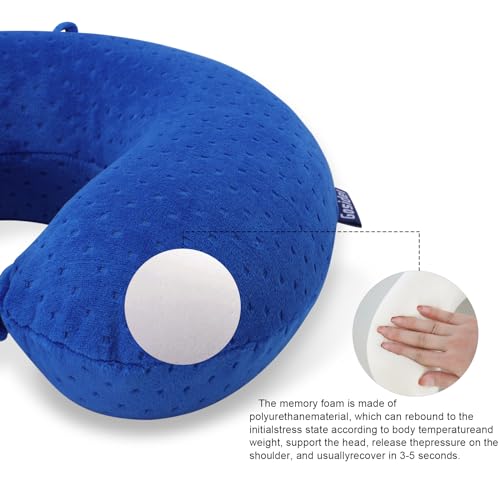 Neck Pillow for Travel Pillow Memory Foam U Shape Comfortable Travel Neck Pillow Head Neck Support Airplane Pillow for Traveling, Car, Home, Office, Travel Neck Flight Pillow - color: Royal Blue