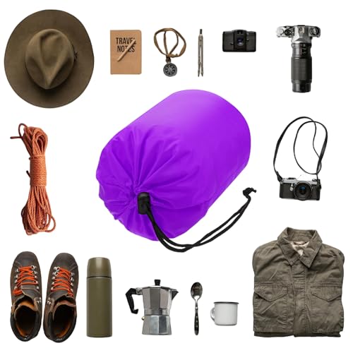 Stuff Sack [2PCS] - Waterproof Outdoor Storage Sacks Use for Backpacking & Traveling & Hiking - [Purple-5 x 10 in/ 13 x 25 CM] Ultralight Drawstring Bags - color: Purple