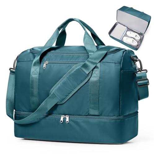Travel Duffel Bag for Women, Carry-on Overnight Weekender Bags with Wet Pocket, For Spirit Airlines 18x14x8 Personal Item Bag,Small,Peacock Blue - color: Peacock Blue, size: Small